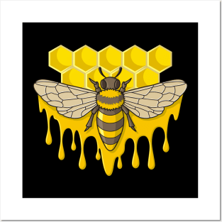 Bee on Hive with Honey Drops Posters and Art